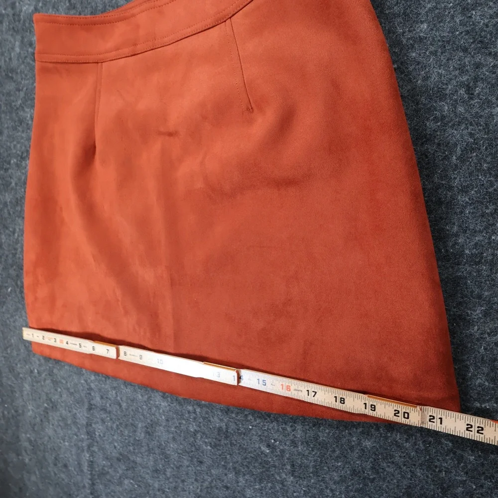 Philosophy‎ Mini Skirt Womens 6 Burnt Orange Faux Suede Pocket Utility Boho Rust